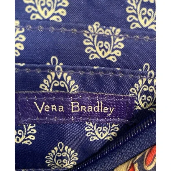 Vera Bradley Crossbody Bag Blue Floral Purse Outside Pocket 3 Credit Card Slots - Picture 7 of 12